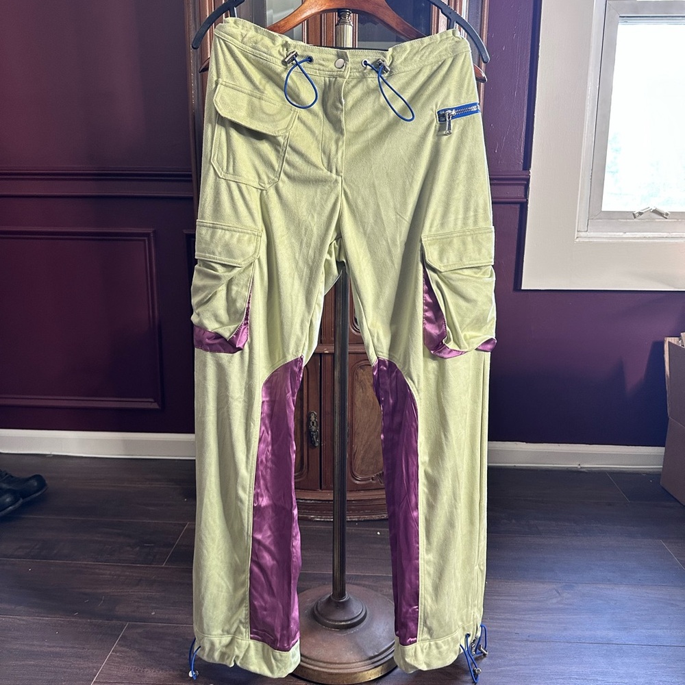 EARTHLING VIP 12 O’Clock velour silk cargo pants NWT